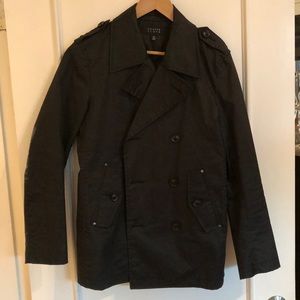 Coated Cotton men’s black short trench coat